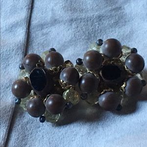 Vintage real stone earrings. Clip on super cute!